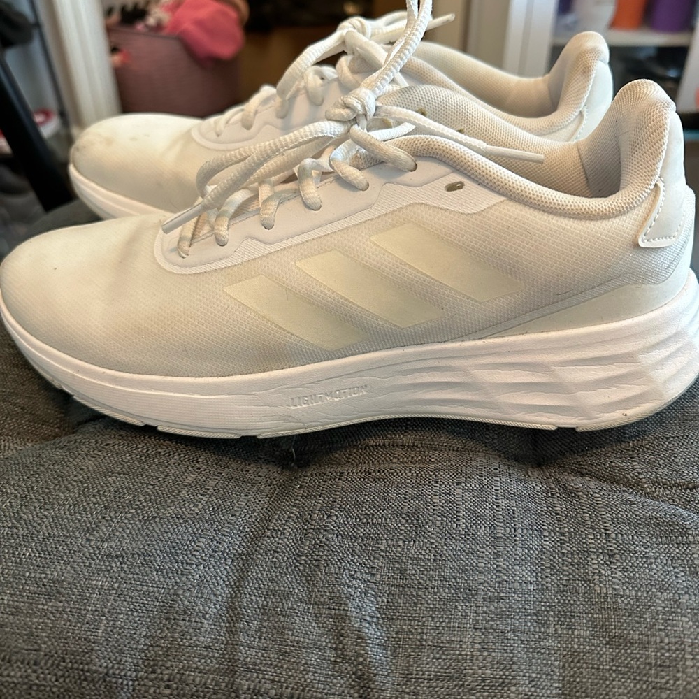 Adidas White Sneakers with Mesh Upper and Chunky Midsole